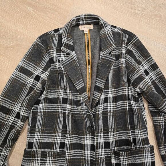 Philosophy Long Blazer Jacket Women's Large Gray‎ Notch Single Breasted Stretch - Picture 2 of 7